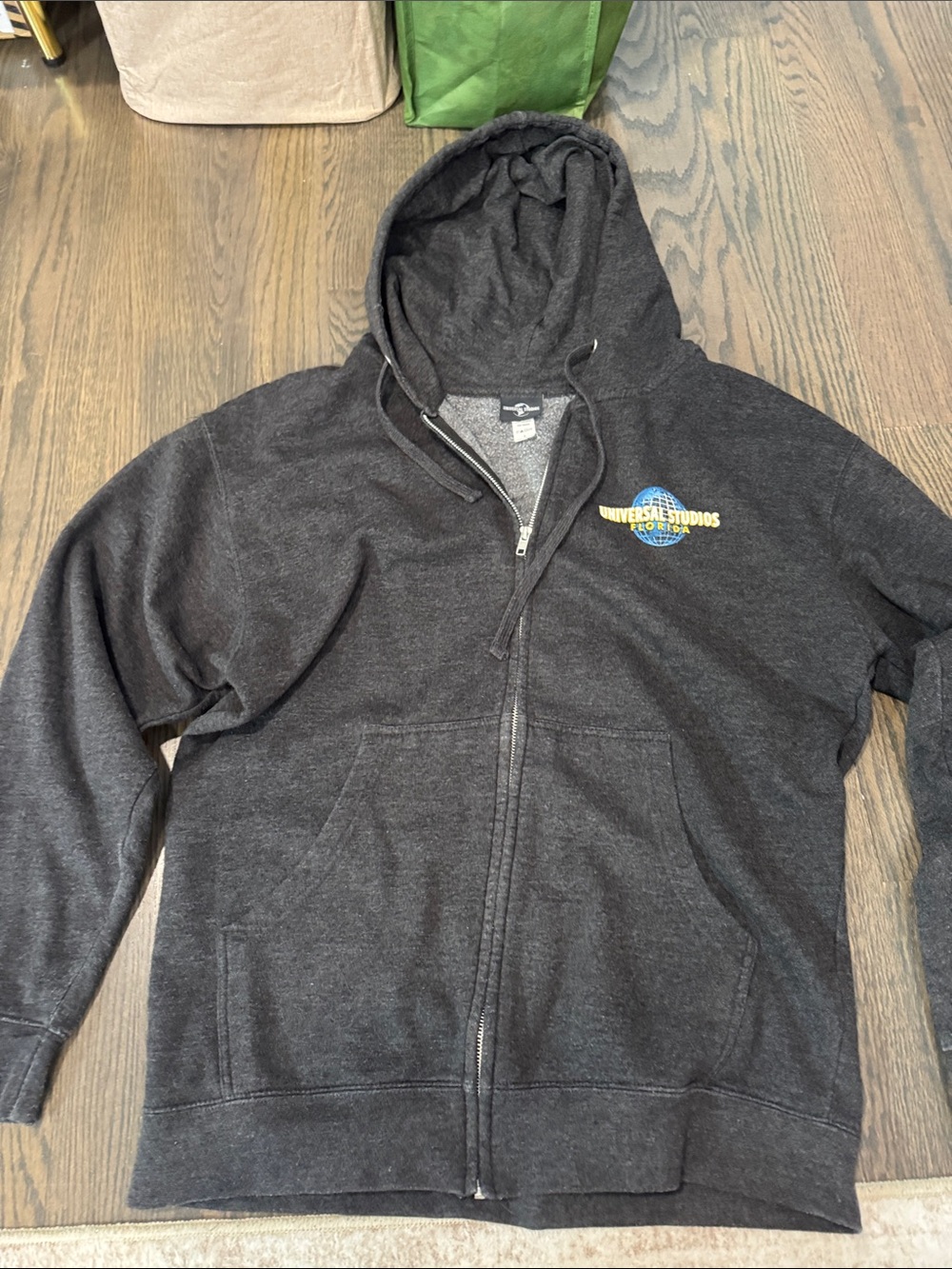 Univibe Dark Gray Zip-Up Hoodie with Small Yellow & Blue Logo